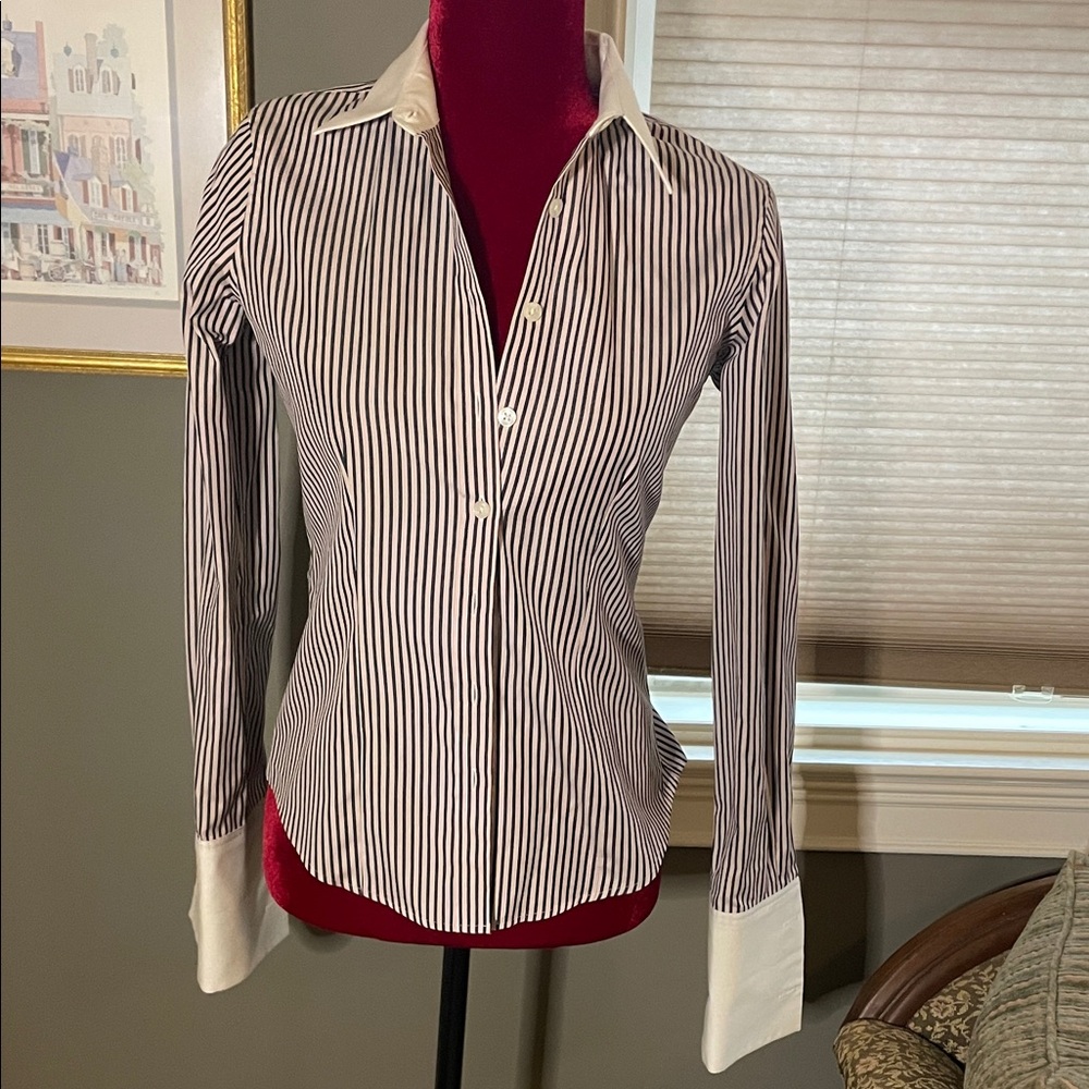 Thomas Pink Black and White Striped Blouse